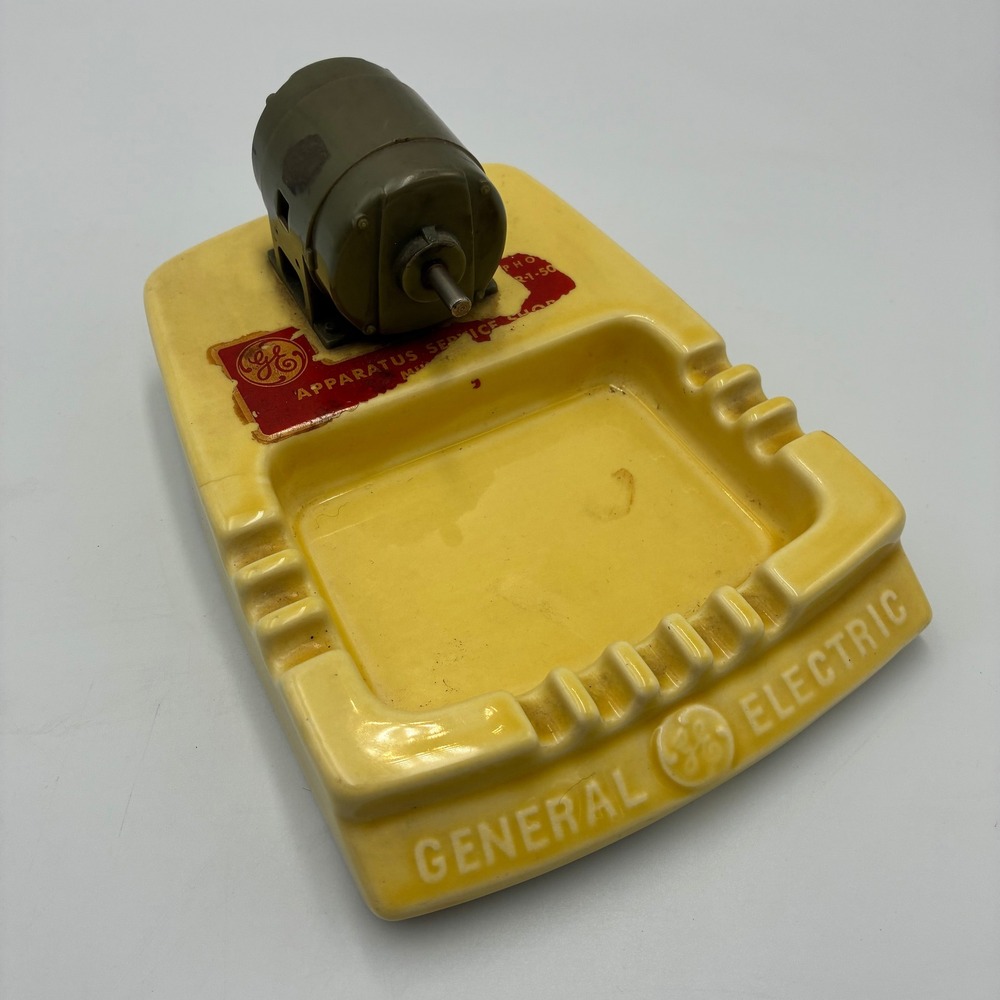 Vintage General Electric GE Advertising Ashtray with Miniature Motor Replica